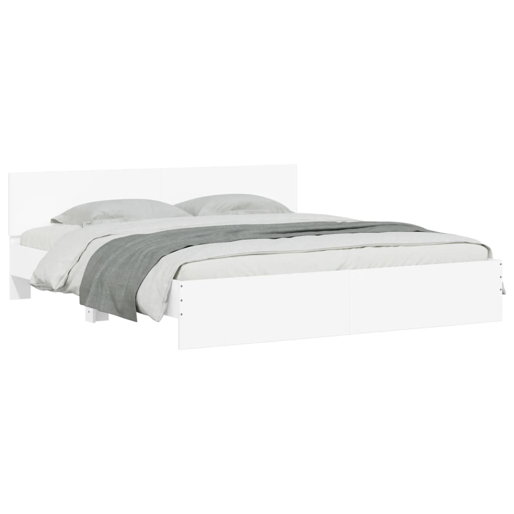 Bed Frame | White | Engineered wood, Plywood | 200 x 200 cm for mattress