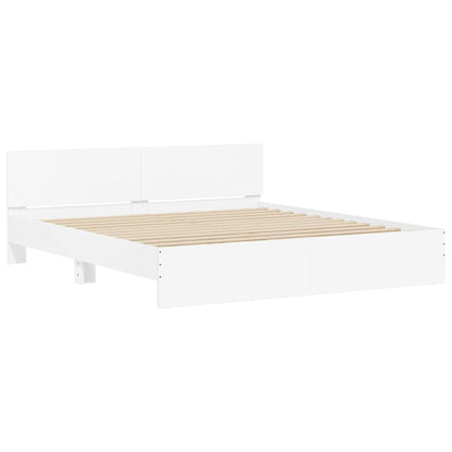 Bed Frame with LED without Mattress White 200x200 cm