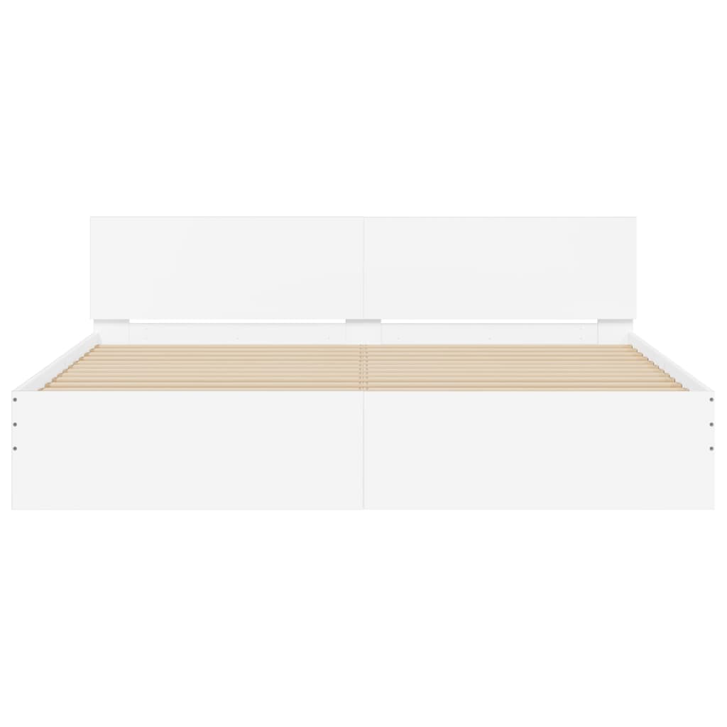 Bed Frame | White | Engineered wood, Plywood | 200 x 200 cm for mattress