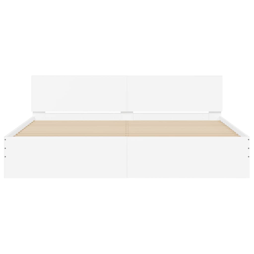 Bed Frame with LED without Mattress White 200x200 cm