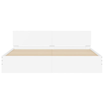 Bed Frame with LED without Mattress White 200x200 cm