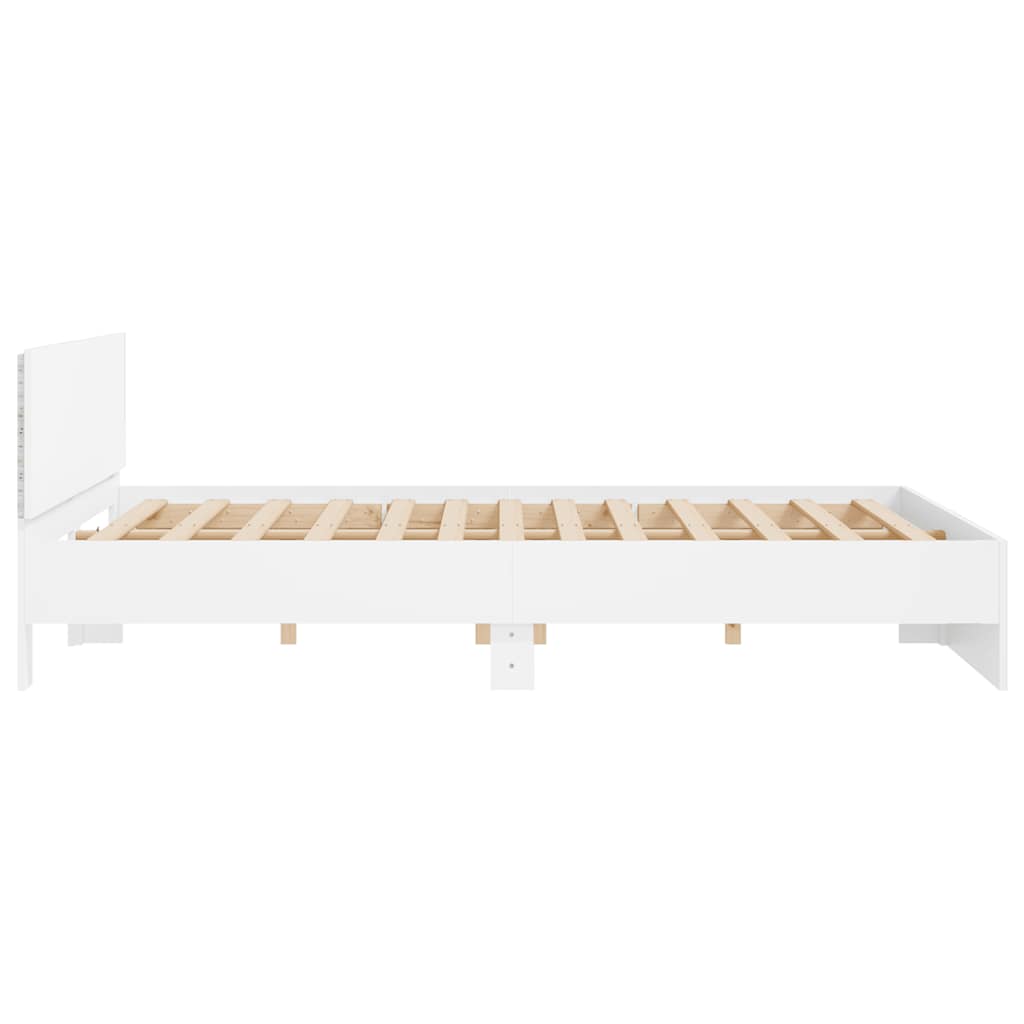 Bed Frame with LED without Mattress White 200x200 cm