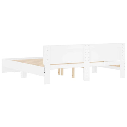 Bed Frame with LED without Mattress White 200x200 cm