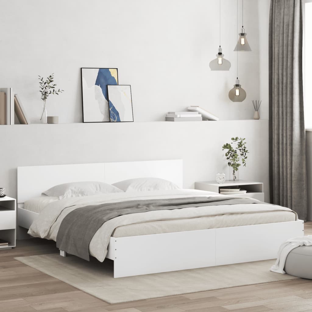 Bed Frame | White | Engineered wood, Plywood | 200 x 200 cm for mattress
