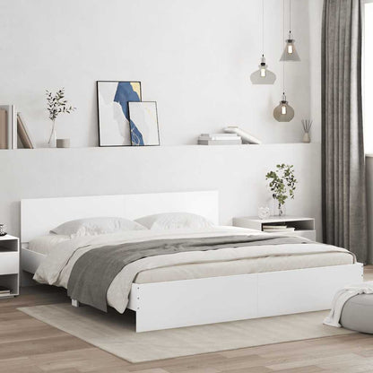 Bed Frame with LED without Mattress White 200x200 cm