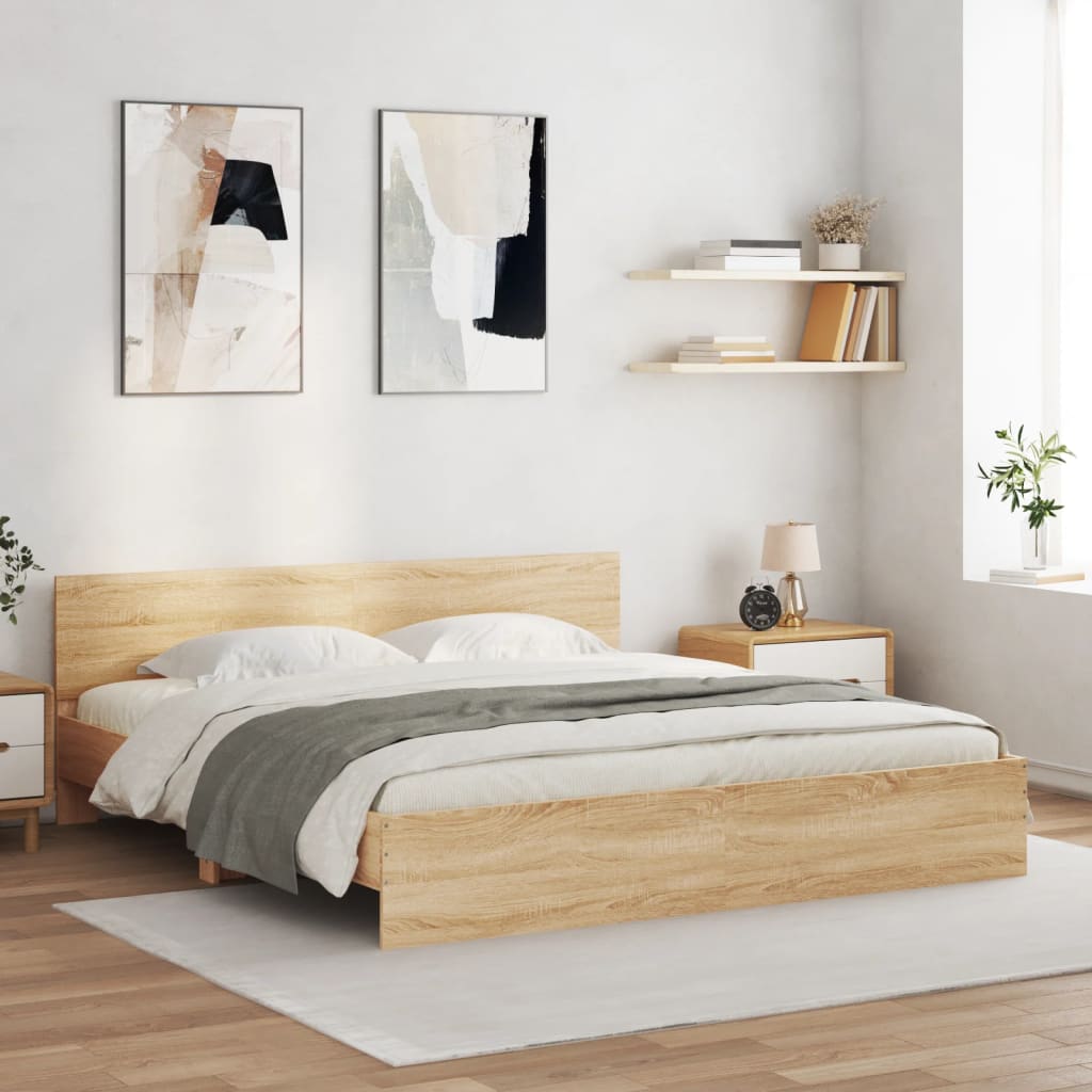 Bed Frame | Sonoma Oak | Engineered wood and plywood | Double | Bed Frame