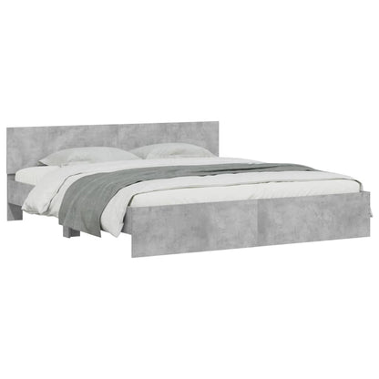 Bed Frame with LED without Mattress Concrete Grey 200x200 cm