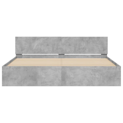 Bed Frame with LED without Mattress Concrete Grey 200x200 cm
