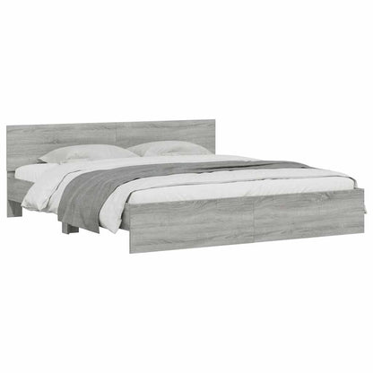 Bed Frame with LED without Mattress Grey Sonoma 200x200 cm
