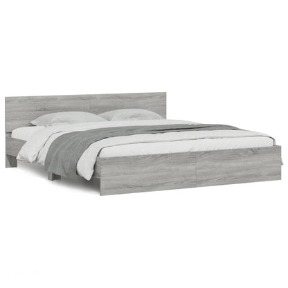 Bed Frame with LED without Mattress Grey Sonoma 200x200 cm