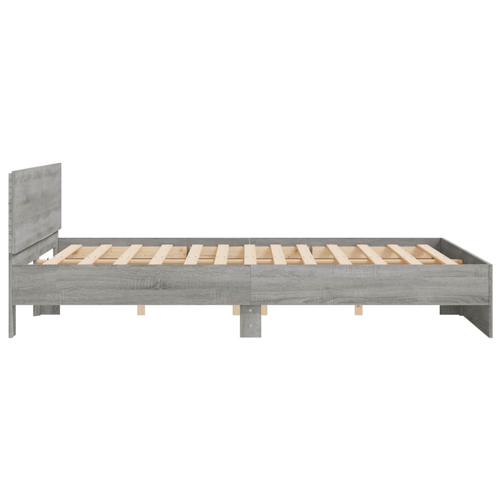 Bed Frame with LED without Mattress Grey Sonoma 200x200 cm