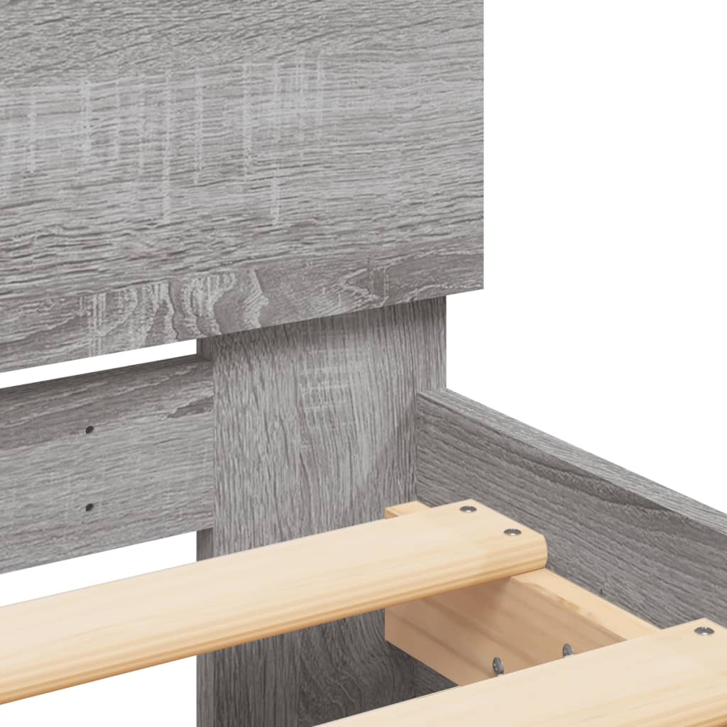 Bed Frame with LED without Mattress Grey Sonoma 200x200 cm