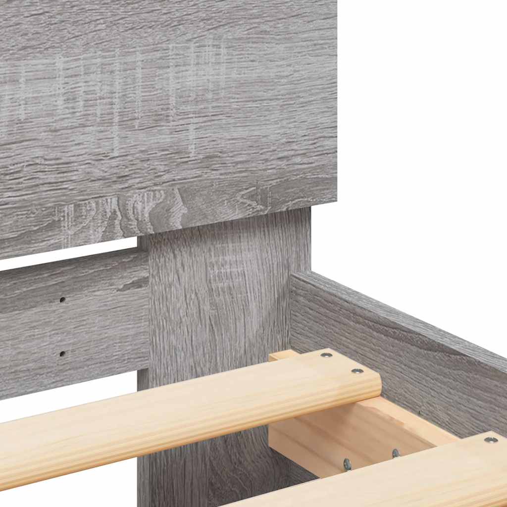 Bed Frame with LED without Mattress Grey Sonoma 200x200 cm