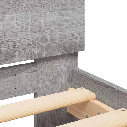 Bed Frame with LED without Mattress Grey Sonoma 200x200 cm