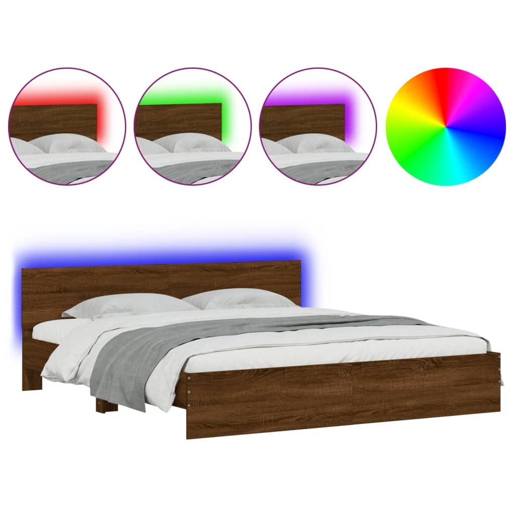Bed Frame | Brown Oak | Engineered wood and Plywood | Double | Bed Frame