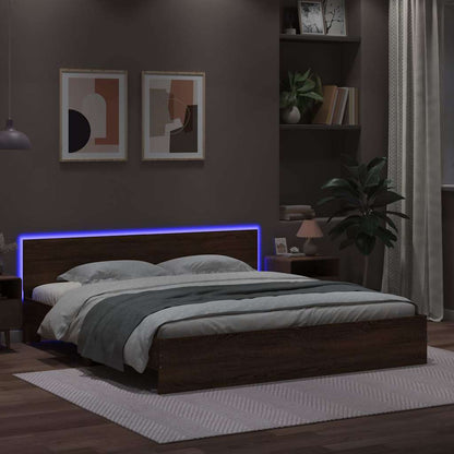 Bed Frame | Brown Oak | Engineered wood and Plywood | Double | Bed Frame