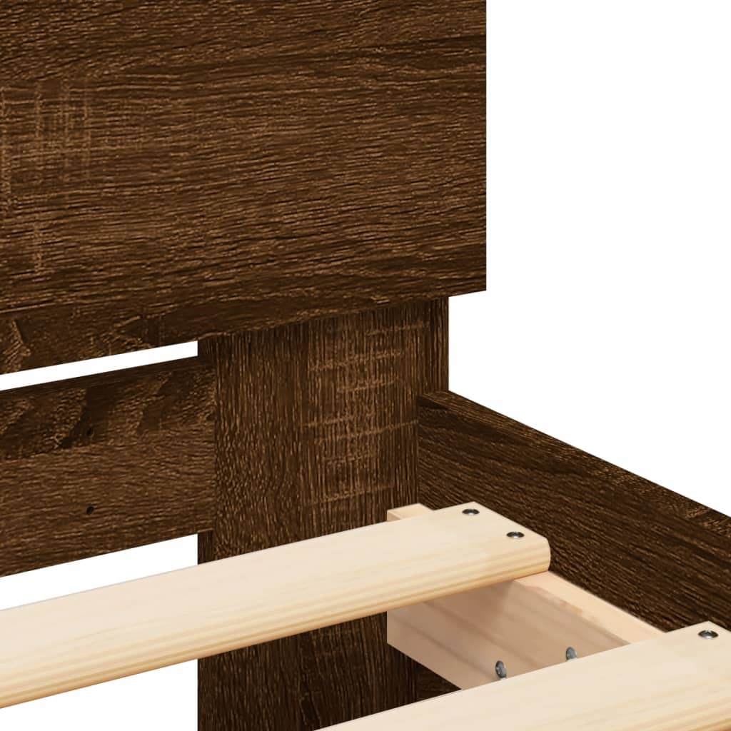 Bed Frame | Brown Oak | Engineered wood and Plywood | Double | Bed Frame
