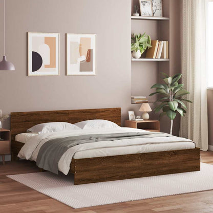 Bed Frame | Brown Oak | Engineered wood and Plywood | Double | Bed Frame