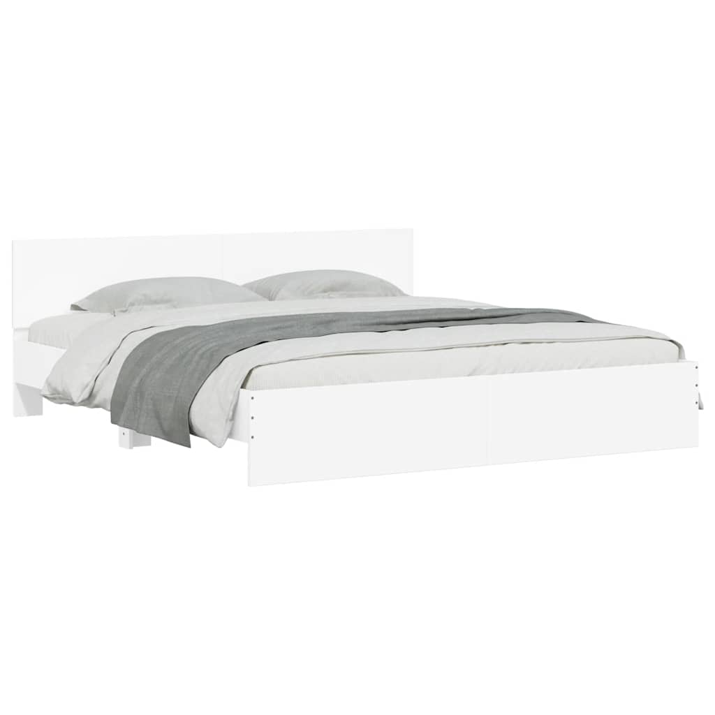 Bed Frame with LED without Mattress White 180x200 cm Super King