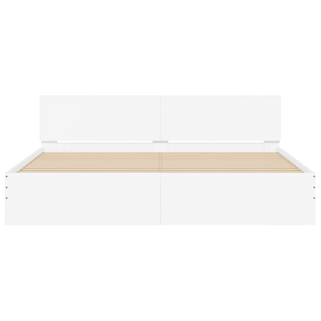 Bed Frame with LED without Mattress White 180x200 cm Super King