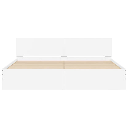Bed Frame with LED without Mattress White 180x200 cm Super King