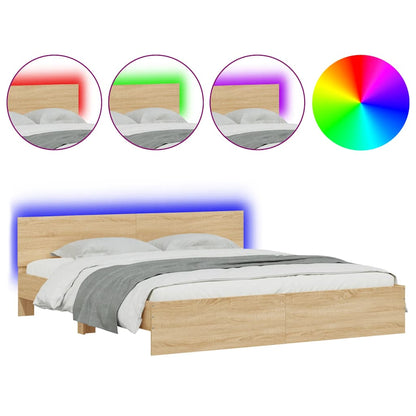 Bed Frame with LED without Mattress Sonoma Oak 180x200 cm