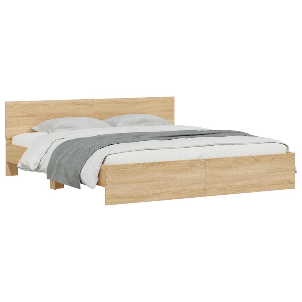 Bed Frame with LED without Mattress Sonoma Oak 180x200 cm