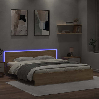 Bed Frame with LED without Mattress Sonoma Oak 180x200 cm