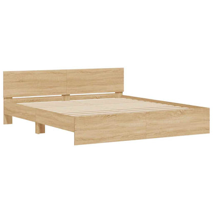 Bed Frame with LED without Mattress Sonoma Oak 180x200 cm