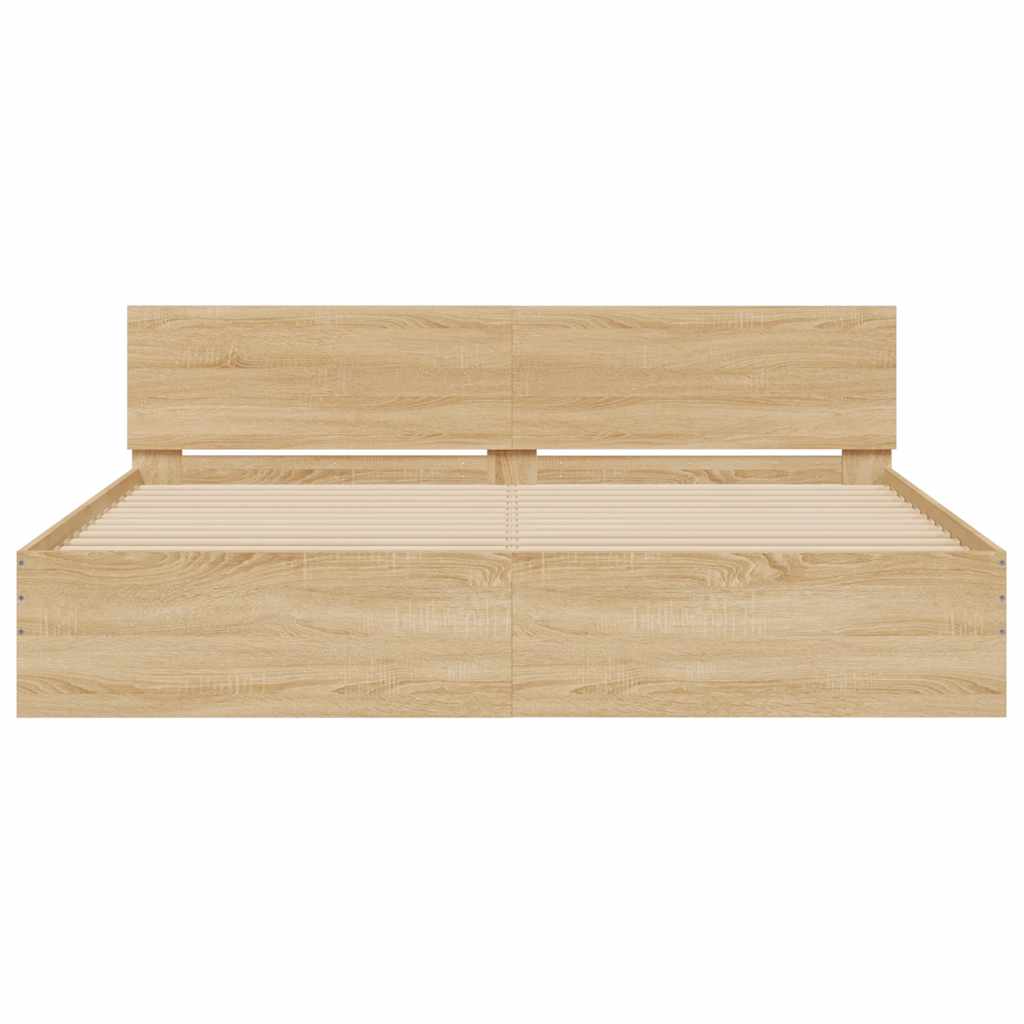 Bed Frame with LED without Mattress Sonoma Oak 180x200 cm