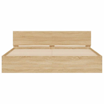 Bed Frame with LED without Mattress Sonoma Oak 180x200 cm