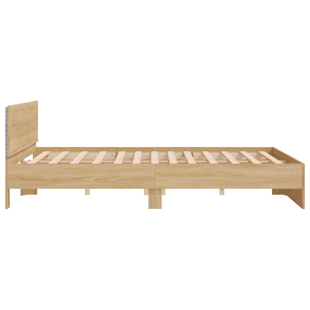 Bed Frame with LED without Mattress Sonoma Oak 180x200 cm