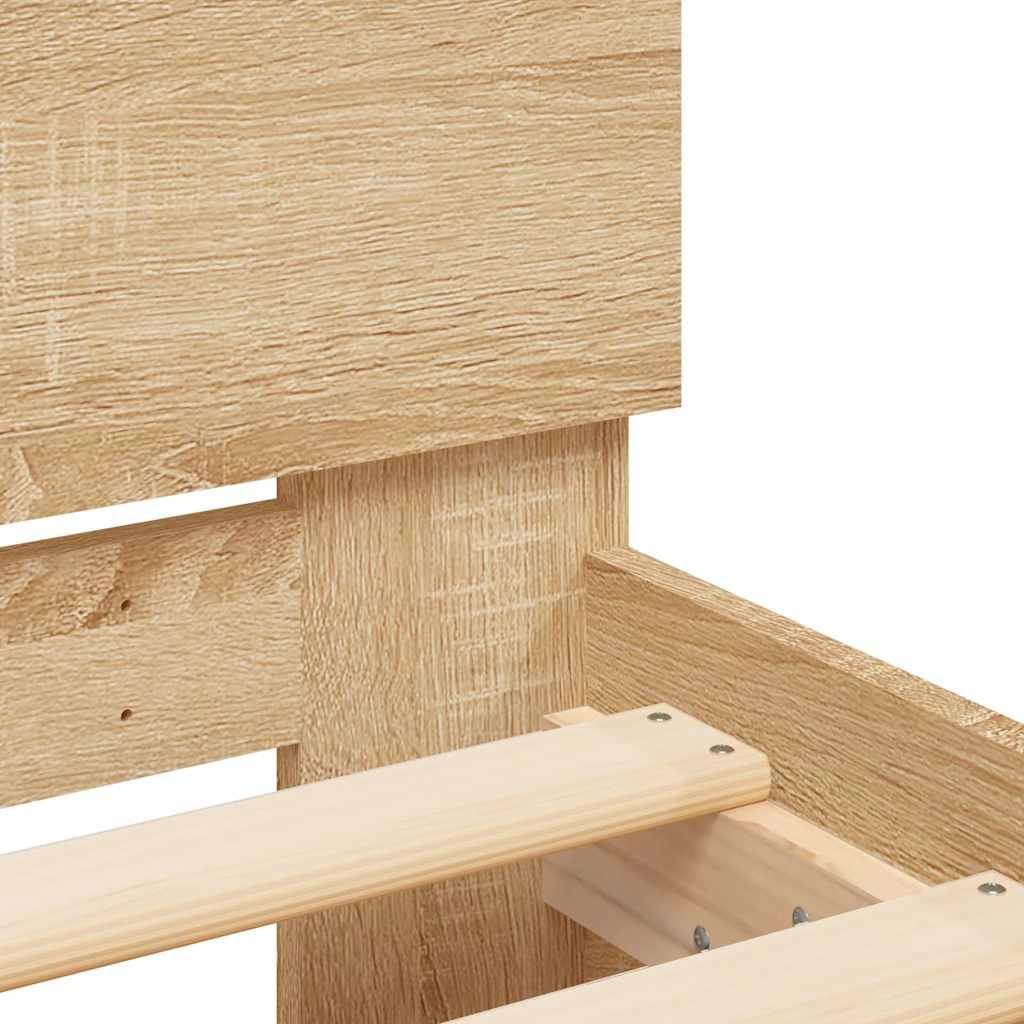 Bed Frame with LED without Mattress Sonoma Oak 180x200 cm
