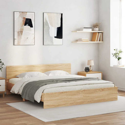 Bed Frame with LED without Mattress Sonoma Oak 180x200 cm