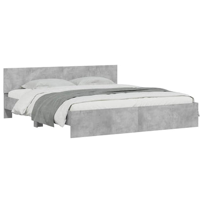 Bed Frame with LED without Mattress Concrete Grey 180x200 cm