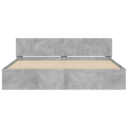 Bed Frame with LED without Mattress Concrete Grey 180x200 cm
