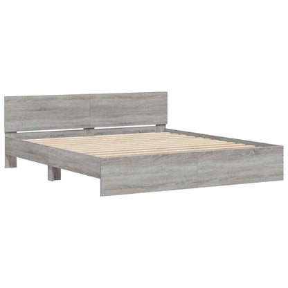 Bed Frame with LED without Mattress Grey Sonoma 180x200 cm