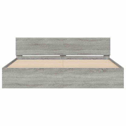 Bed Frame with LED without Mattress Grey Sonoma 180x200 cm