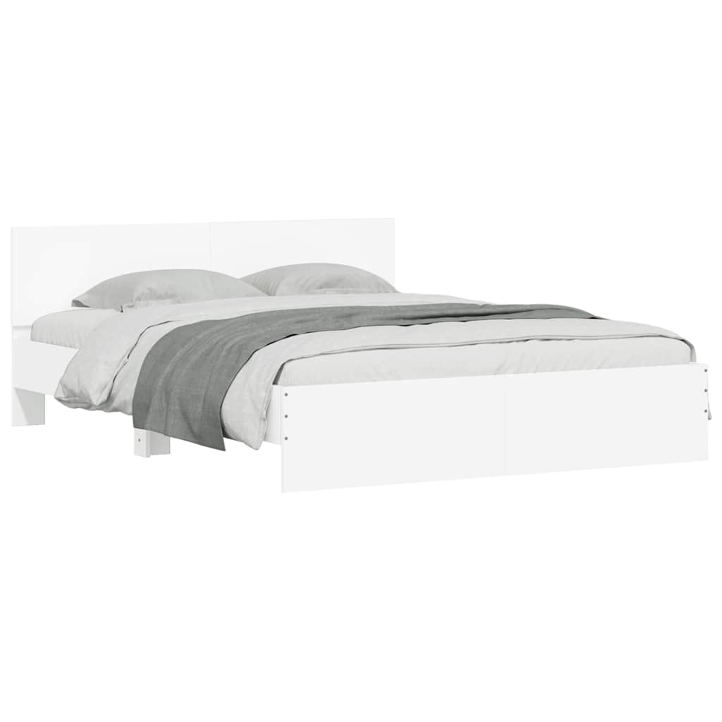 Bed Frame with LED without Mattress White 160x200 cm