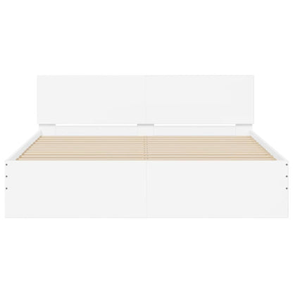 Bed Frame with LED without Mattress White 160x200 cm