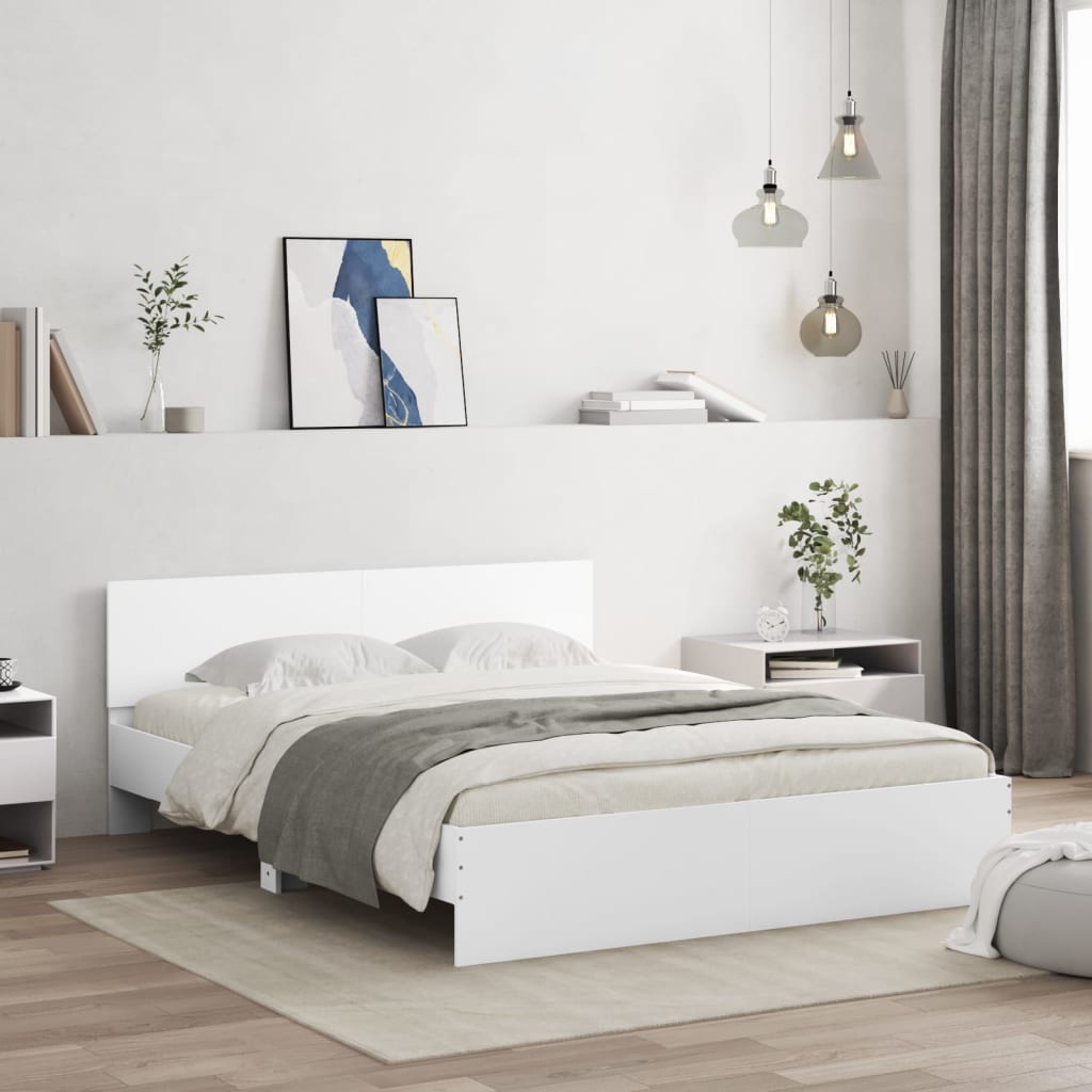 Bed Frame | White | Engineered wood | Double | Bed Frame | Rectangular