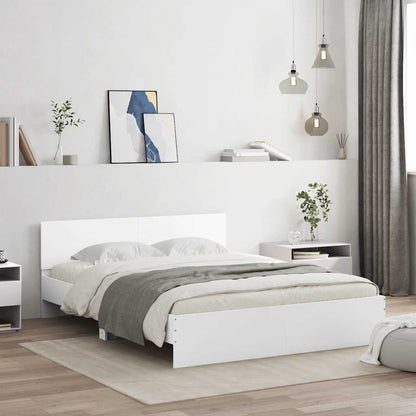Bed Frame with LED without Mattress White 160x200 cm