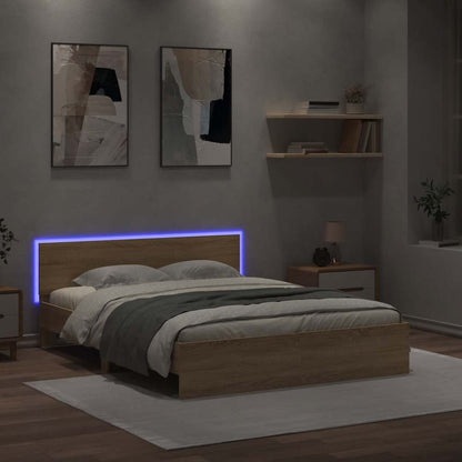 Bed Frame with LED without Mattress Sonoma Oak 160x200 cm