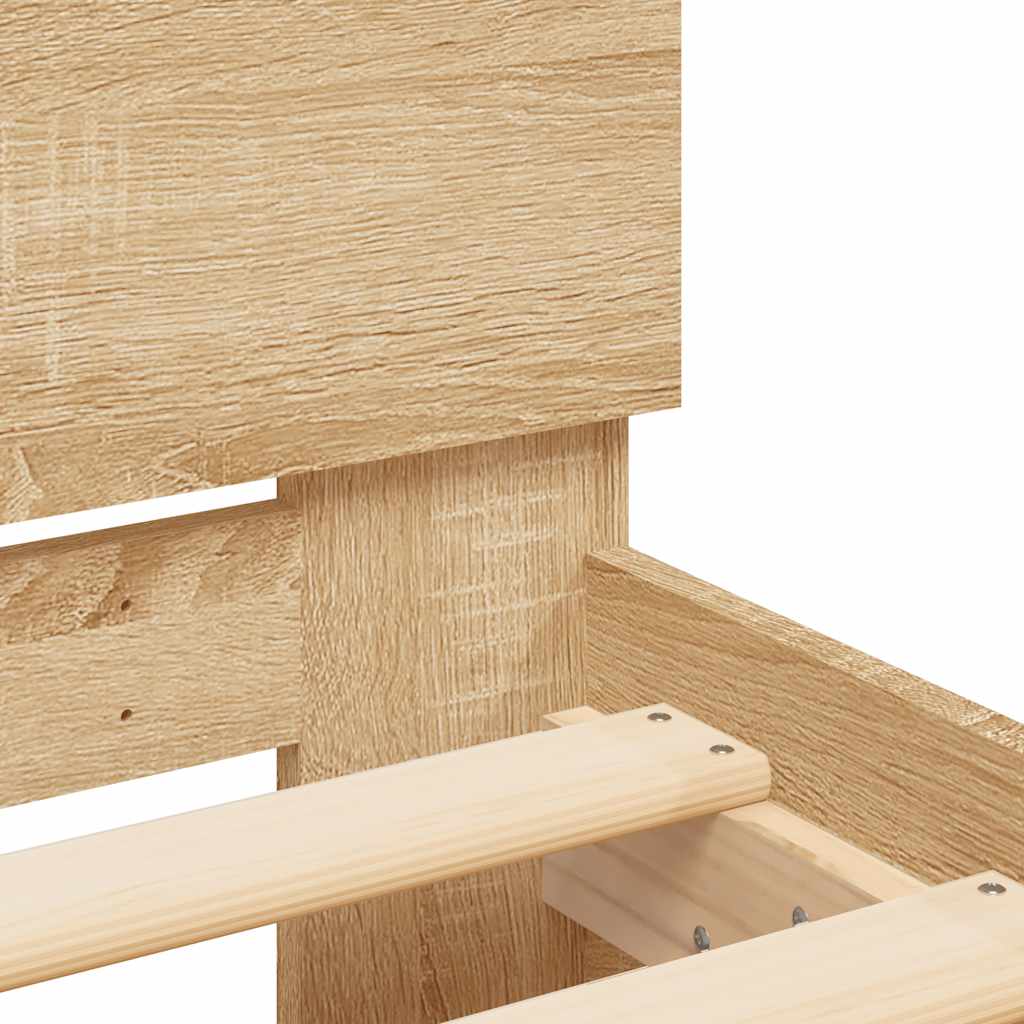 Bed Frame with LED without Mattress Sonoma Oak 160x200 cm
