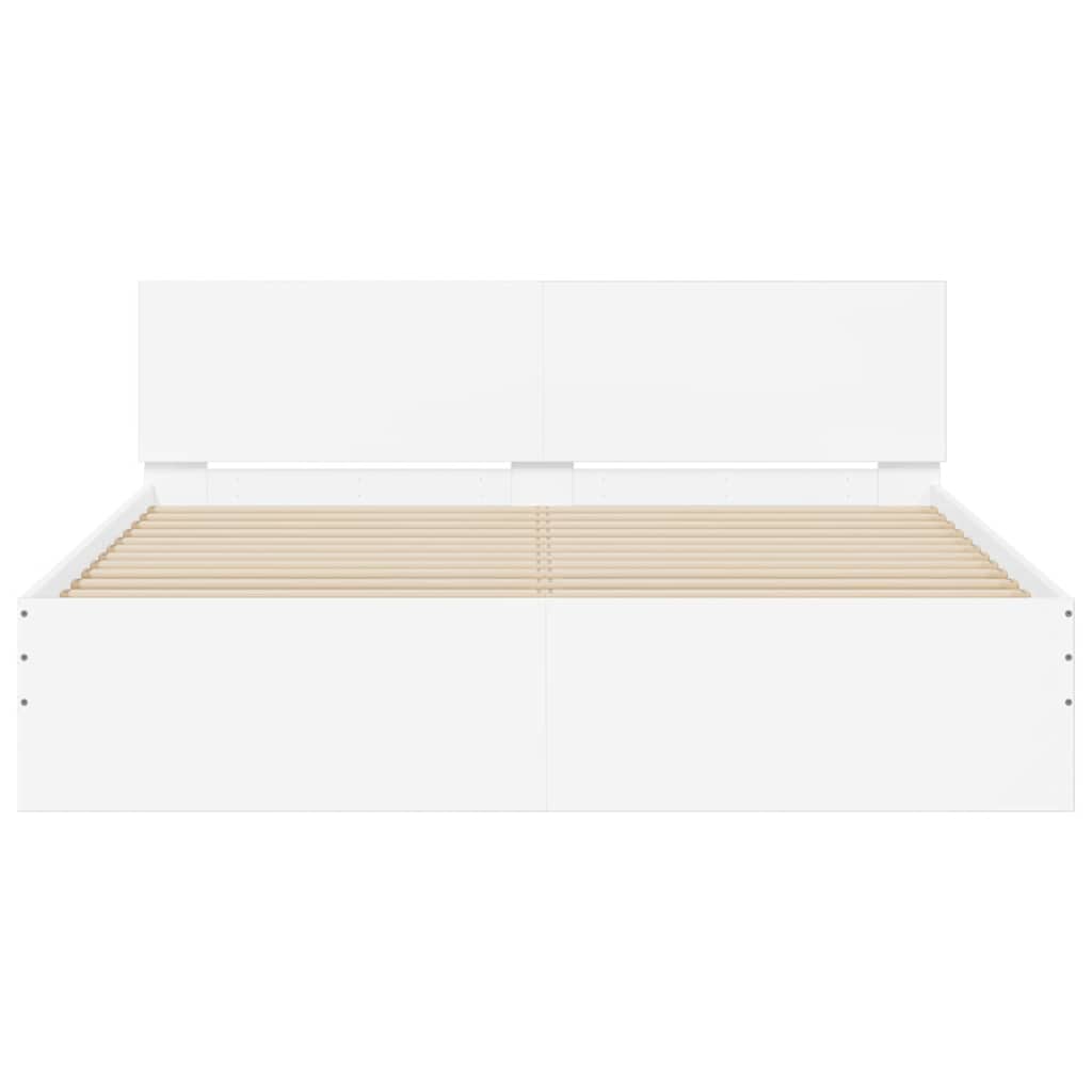 Bed Frame with LED without Mattress White 150x200 cm King Size