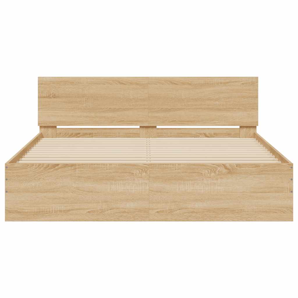 Bed Frame with LED without Mattress Sonoma Oak 150x200 cm