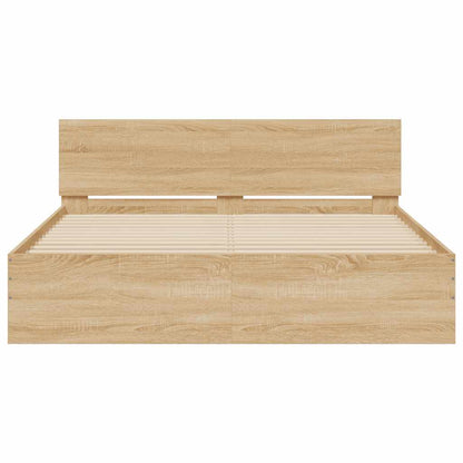 Bed Frame with LED without Mattress Sonoma Oak 150x200 cm