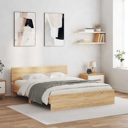 Bed Frame with LED without Mattress Sonoma Oak 150x200 cm