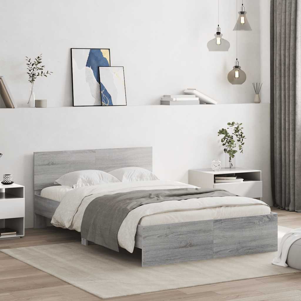 Bed Frame | Grey Sonoma | Engineered wood and plywood | 120x200 cm