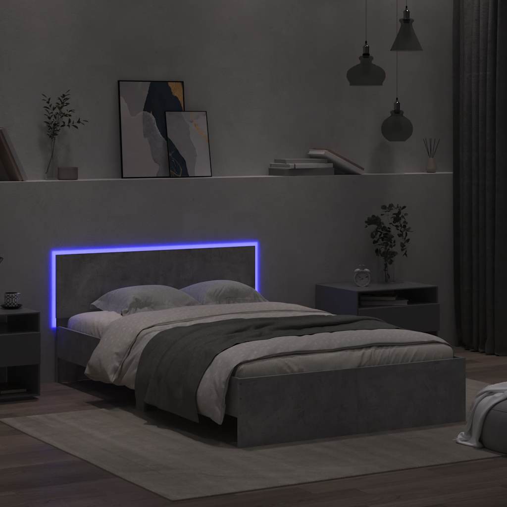 Bed Frame | Concrete Grey | Engineered Wood | Double | Bed Frame